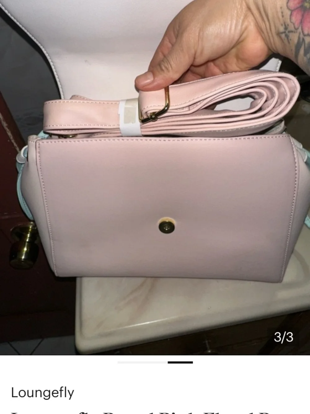 Loungefly Pastel Pink Satchel with Pale Blue Velvet Bow